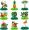 9 Pcs Hawaiian Luau Aloha Party Decorations Summer Tropical Honeycomb Centerpieces Table Topper Flamingo Pineapple Palm Tree Table Centerpieces